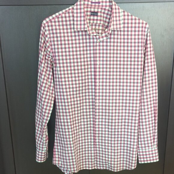 Men's Paul Smith Red and White Checkered Men's Shirt - Size L Like New - Picture 2 of 4